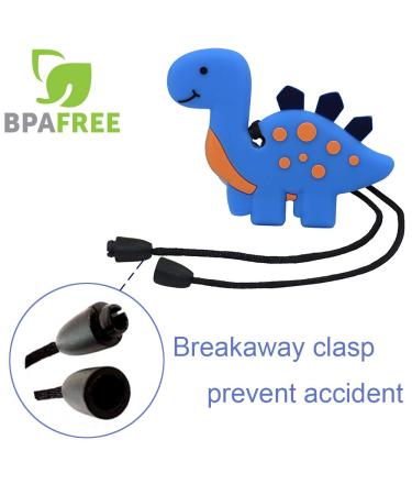 Silicone Dinosaur Chew Necklaces for Sensory Kids - Perfect for Autism, ADHD, SPD - Anxiety Relief and Fidget Reduction - Blue & Green - Buy Online on GoSupps.com