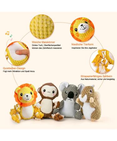 Interactive Plush Dog Toys - 4 Pack Awoof Squeaky Chewing Bones for Small & Medium Dogs | Durable Cotton Fabric - Buy Online on GoSupps.com