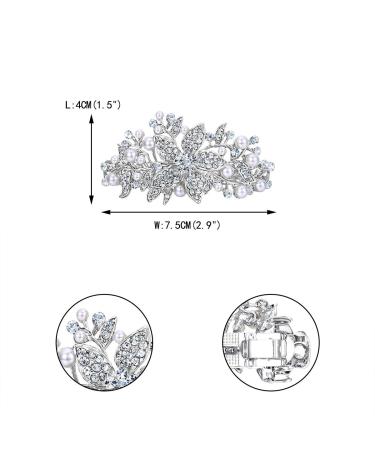 Ever Faith Austrian Crystal Hibiscus Pearl Hair Clip Barrette | Bridal Cream & Clear Silver-Tone - Buy Online on GoSupps.com