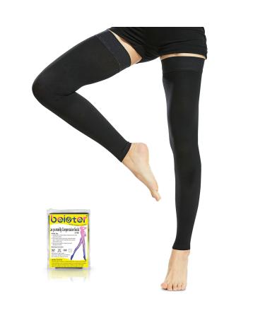Beaister medical compression stockings women & men's thigh support stockings high footless compression stocks firm 20-30 mmHg graded support for varicose veins edema flight black M - Buy Online on GoSupps.com
