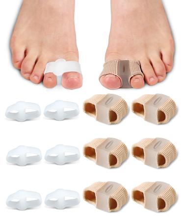 BLATOWN 12Pcs Toe Separators Bunion Corrector for Women Men Gel Big Toe Spacers with 2 Loops for Feet Hammer Toe Straightener Elasticity and Soft (6Nylon+6Gel)