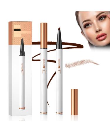 2024 New Eyebrow Pencil with 4 Fork Tip 2/4 Pcs 3D Microblading Eyebrow Pencil Natural Makeup Fine Stroke Magic Eyebrow Pencil Eye Brown Makeup Long-Lasting Waterproof Eyebrow Pencil (Light Brown)