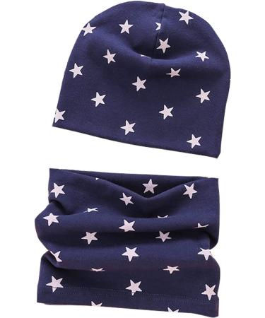 VUCDXOP Baby Children's Cotton Hat Scarf Set Winter Boys Girls Beanie Hats + Tube Scarf Set of 2 Autumn Winter Soft Cotton Beanie Hat Neckerchief Round Scarf Neck Warmer Set Color#8 L (Suitable for 3-7 year children)