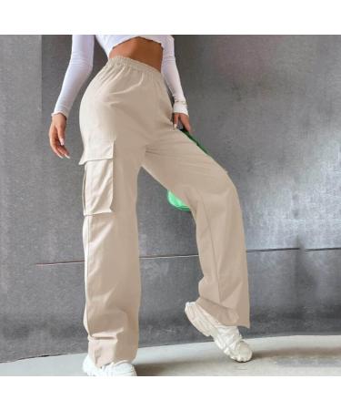 Shop Y2K Women s Parachute Cargo Pants | Vintage 90s Streetwear | Baggy Track Pants in Beige XL - Buy Online on GoSupps.com