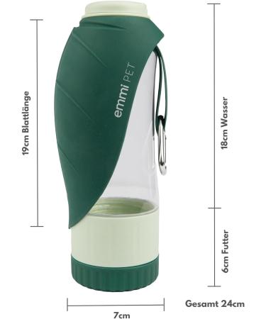 EMMI-PET 2in1 Dog Drinking Bottle - Portable 600ml with 150ml Feed Bag & Carabiner for Small & Large Dogs - Ideal for On-The-Go Hydration - Buy Online on GoSupps.com