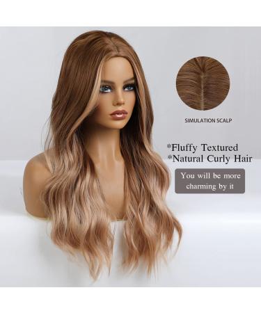 Buy Esmee 24-Inch Long Curly Brown Synthetic Hair Wig for Women - Heat Resistant Middle Part Wig - Buy Online on GoSupps.com