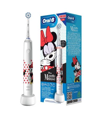 Oral-B junior electric toothbrush/electric toothbrush for children from 6 years with 2 cleaning modes and visual 360 pressure control for dental care designed by brown Minnie mouse white 1 piece (1 Pack) - Buy Online on GoSupps.com