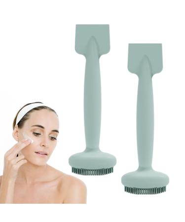 Facial Cleansing Brush Silicone Facial Scrubber Dual Head Waterproof Soft And Skin Friendly Manual Mud Film Brush For Cleaning Aezon Haze Blue 2pcs