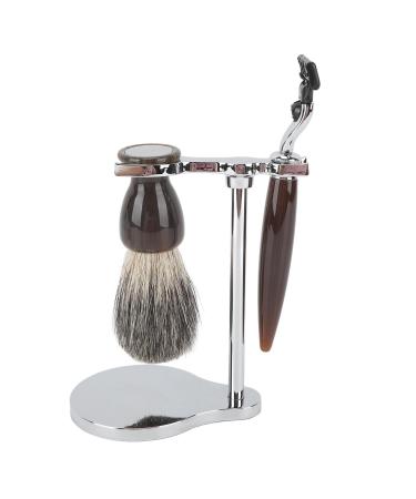 Men's Shaving Set Vintage Wet Shave Grooming Kit Safety Razor with Beard Brush Soap Dish Stand and Soap