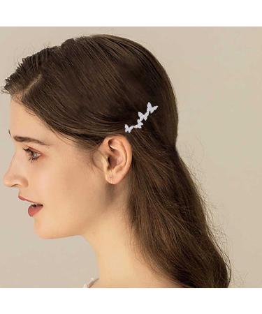 Aneneiceera Crystal Butterfly Hair Clip Silver Hair Barrette One word Clip Rhinestones Hair Pin Headpieces Decorative Hair Pins Headwear Bride Hair Accessories for Women and Girls (Silver) - Buy Online on GoSupps.com