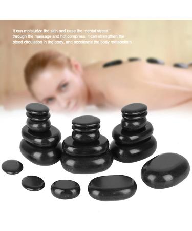 20 Premium Black Basalt Massage Stones - Oval Hot Spa Stones for Relaxation Essential Oils & Pedicure - Buy Online on GoSupps.com