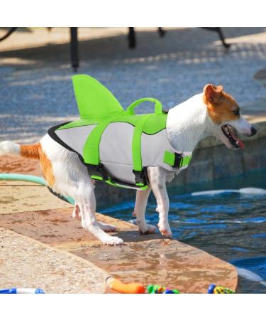 Emust Dog Life Jacket - Adjustable Size for Small Medium & Large Dogs | Water Safety Vest with Rescue Handle for Swimming & Beach - Green - Buy Online on GoSupps.com
