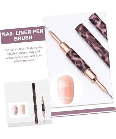 Ipetboom Leopard Print Double-ended Nail Art Pen Acrylic Nail Art Brush Nail Art Liner Brush Rod Butt Cushion Nail Liner Brush for Painting Nail Liner Pen Pull Wire Manicure Metal - Buy Online on GoSupps.com