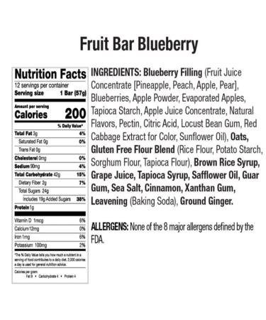 Betty Lou's Fruit Bars Variety Pack - Apple, Blueberry, Strawberry & Cherry (12 Bars) - Buy Online on GoSupps.com