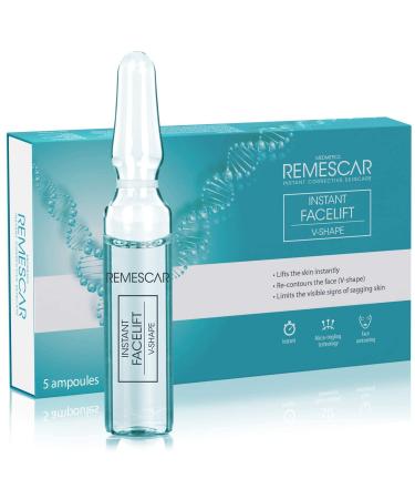 Remescar Instant Facelift V -Form 5 ampoules - Immediate serum for face - anti -aging & anti fold - microneedling - converting face streaming the skin - collagen booster - 5 days treatment - Buy Online on GoSupps.com