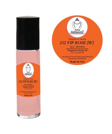 ZEKA PARFUMERIE Compare to Aroma Compatible with 212 VIP ROSE by C. Herrera for Women Fragrance Body oil on 1/3 oz (9.86ml) Travel size Roll-On Botlle