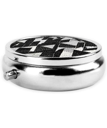 Black White Marble Round Pill Box | 3 Compartment Portable Travel Medicine Organizer - Mini Decorative Pocket Purse for Vitamins & Tablets - Buy Online on GoSupps.com