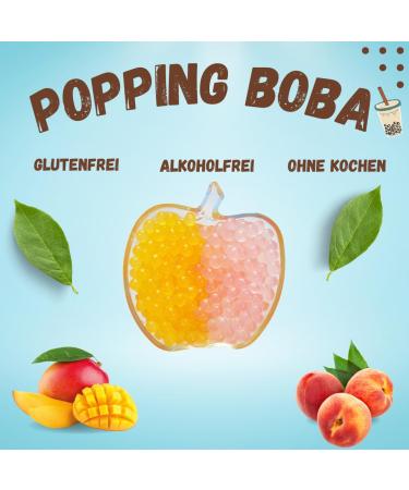 Buy Bubble Tea Popping Boba Mix - 3 x 600g Peach Green Apple & Blueberry - Gluten-Free Fruit Beads for DIY Toppings - Buy Online on GoSupps.com
