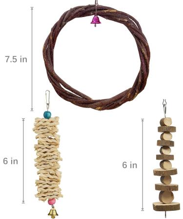 LIMIO 7 PCS Bird Parrot Swing Chewing Toys - Natural Wood Perch and Cage Toys for Small Parakeets, Cockatiels, Conures, Finches, Budgies, Parrots, Love Birds - Buy Online on GoSupps.com