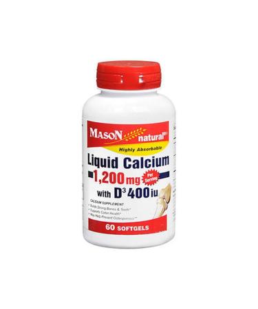Mason Natural Liquid Calcium 1 200mg with D3 2000iu Softgels 60 ea