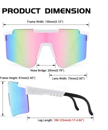 FEISEDY Wraparound Sports Sunglasses | Rainbow-Mirror Shield | Adjustable Legs | 75mm Lens - Buy Online on GoSupps.com