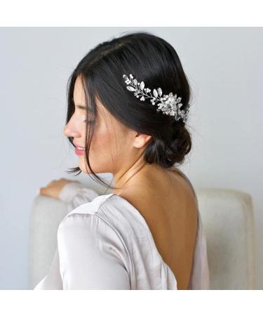 Crystal Pearl Hair Comb Multipurpose Alloy Beautiful Exquisite Elegant Bridal Hair Accessories For Award Ceremony Wedding (Silver) - Buy Online on GoSupps.com