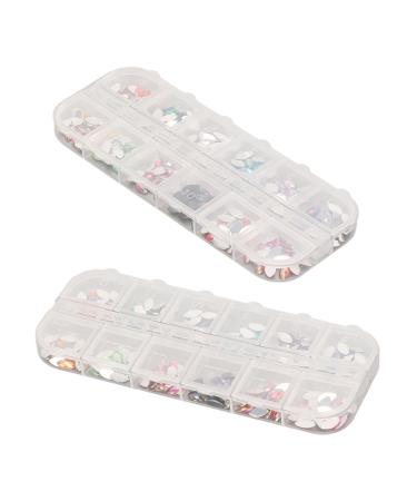 Flat Nail Stickers With Diamonds 2 Boxes Nail Rhinestones Flat Back Assorted Bright Colors Sparkling Widely Used Nail Art Stones for Manicure DIY Makeup