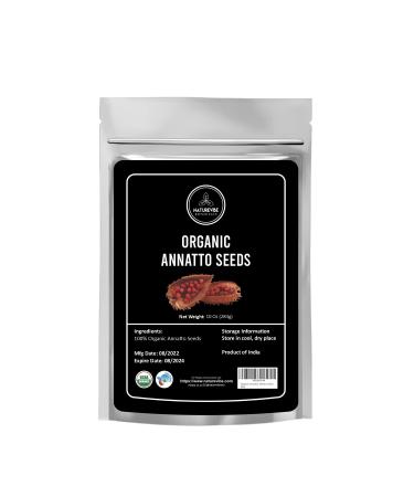 Naturevibe Botanicals Organic Annatto Seeds, 10 Ounces | Achiote Seeds Whole | Cooking and Baking