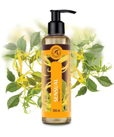 Sensual Massage Oil 200ml - 100% Natural Ylang Ylang & Jojoba - Exciting Fragrance for Partner Massages - Natural Cosmetics - Buy Online on GoSupps.com