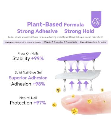 Saviland Solid Nail Glue Gel 2PCS - Extra Strong False Nail Glue for Long Lasting Press on Nails | 15g Acrylic & Rhinestone Adhesive - Home Salon DIY | U V/LED Lamp Cured - Buy Online on GoSupps.com