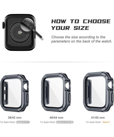 Adepoy 2 Pack Rugged Case Compatible for Apple Watch 44mm Series SE/6/5/4 with Tempered Glass Screen Protector Military All Around Hard TPU Protective Cover Case Shockproof Bumper for iWatch Men 44mm 44mm Black*2 - Buy Online on GoSupps.com