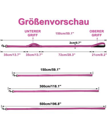 Demigreat Long Dog Leash - 1.5m/3m/5m Robust Training Line with Padded Handle - Ideal for Small to Large Dogs - Violet - Buy Online on GoSupps.com