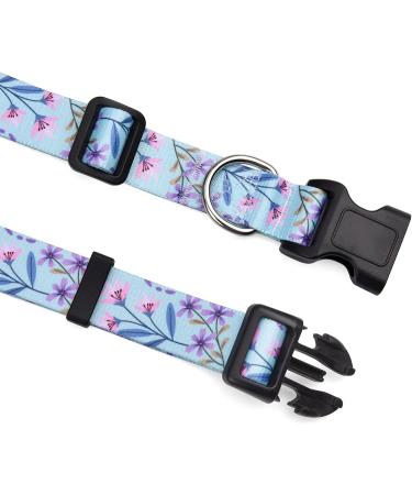 Mihqy Adjustable Dog Collar - Soft & Comfortable Bohemian Design for Small Medium & Large Dogs - Purple Flowers - XS (20-30 cm) - Buy Online on GoSupps.com