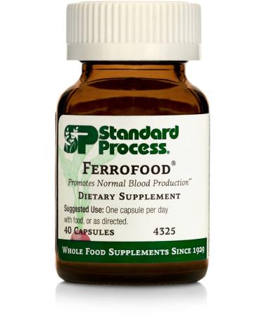 Standard Process Ferrofood - Whole Food Antioxidant Healthy Blood and Hemoglobin with Cyanocobalamin Acerola Shiitake Rice Bran Organic Carrot Alfalfa Spanish Moss - 40 Capsules