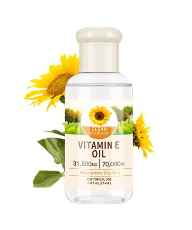 Vitamin E Oil for Face - 100% Natural Vitamin E Oil for Skin - Body Oil for Women Dry Skin - Essential Oils for Skin - Massgae Face Oil for Reduce Scars Stretchmarks 75ml