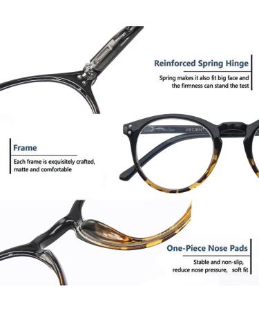 Vecien 3-Pack Reading Glasses - Spring Hinge Design Ultra-Clear Visibility Available in Black/White Black/Yellow Blue/Yellow 4.0 Diopters - Stylish & Comfortable for Men & Women - Buy Online on GoSupps.com