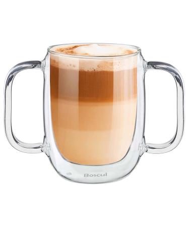 Boscul Two Handled Glass Mug Cup Double Walled Coffee Glasses Lightweight Cup 350ml Designed for Elderly Disability Arthritis Weak Grip Dementia Tremors Drinking Aid Limited Mobility
