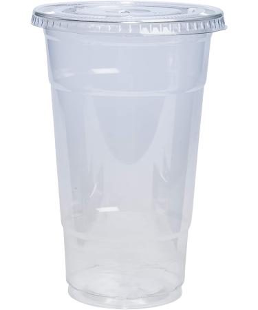 Comfy Package 24 oz. Crystal Clear Plastic Cups with Flat Lids - 100 Sets - Buy Online on GoSupps.com