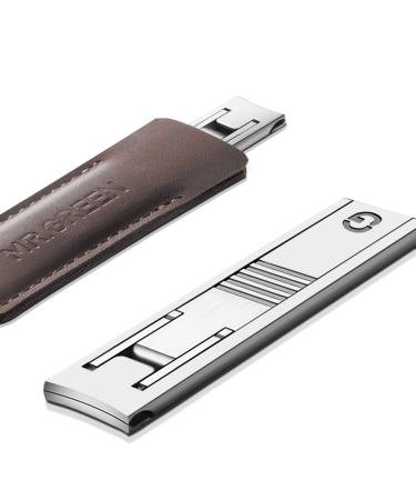 MR.GREEN Ultra Thin Nail Clippers Advanced Precision Technology Nail Cutters with Cow Leather Cover Superior Texture Manicure Tools (Light Brown)