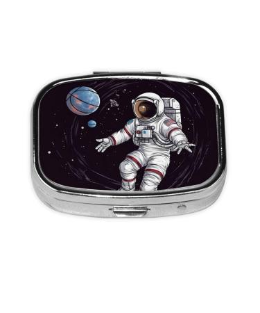 Astronaut Space Basketball Printed Square Pill Box Portable Travelling Pill Box Medicine Organiser