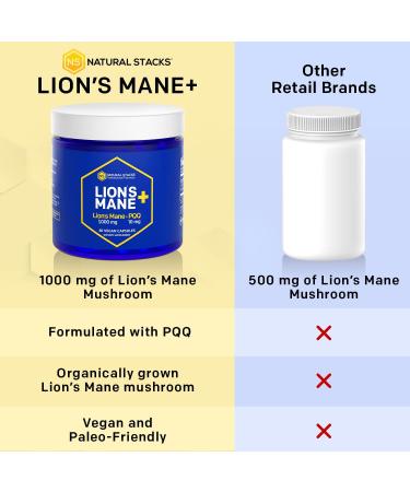 Organic Lions Mane Supplement with PQQ for Memory & Learning - 60 Vegan Capsules - Buy Online on GoSupps.com