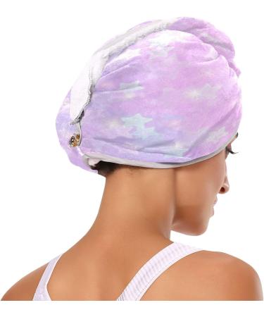 Fantasy Star Pattern Dry Hair Cap | Quick Drying Towel Set with Button Headband | Super Absorbent & Comfortable - Ideal for Fast Drying Hair - Buy Online on GoSupps.com