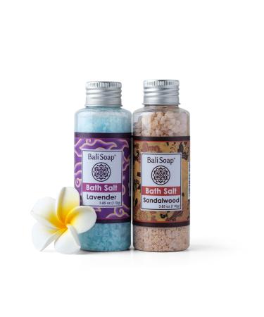 Lavender & Sandalwood Bath Salt Gift Set  Ideal for Sore Muscles  Detox  Relax & Stress Reliever  Small 2pc 3.8 Oz Each  by Bali Soap