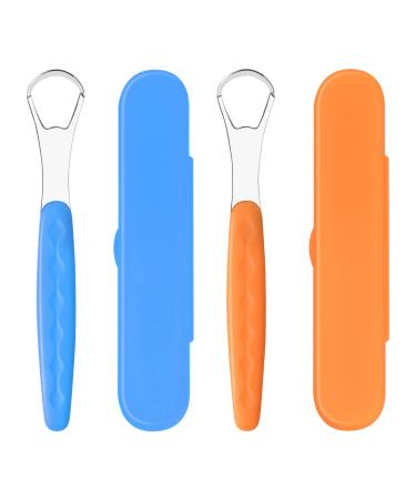 Vesaneae tongue cleaner 2 tongue scraper stainless steel tongue scraper tongue scratches with travel case against bad breath oral hygiene set narrow head design reduces nausea
