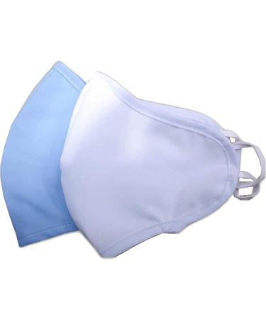 3-Layer Reusable Face Cover Non Medical Face Mask (Pack of 2) Blue/White - Buy Online on GoSupps.com