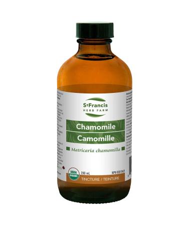 St Francis Herb Farm - Chamomile (Matricaria chamomilla flower) Certified Organic Herbal Tincture Extract used in traditional Western herbalism for gastrointestinal complaints including inflammation flatulence colic and bloating as well as for restlessnes