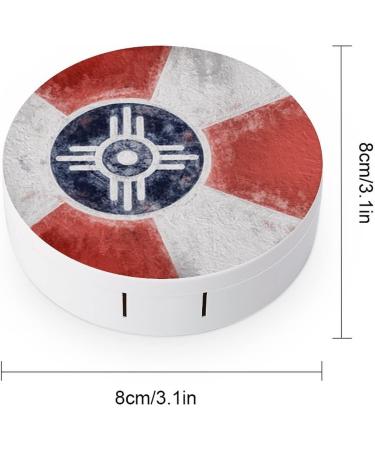 Flag Of Wichita Kansas Round Case For Contact Lens Kit Storage Box with Mirror Printed - Buy Online on GoSupps.com