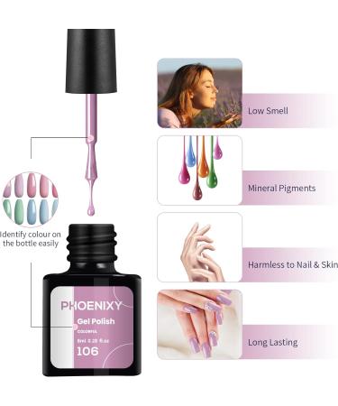 Phoenixy Gel Nail Polish Starter Kit - 12 Colors Soak Off Set with Nail Lamp, 8ml Gel Nail Kit Gift for Women - Light Coral and Blue Series - Buy Online on GoSupps.com