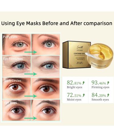60 Pcs 24K Gold Eye Mask - Under Eye Patches for Dark Circles Puffiness & Fine Lines - Replenishing Eye Treatment - Buy Online on GoSupps.com