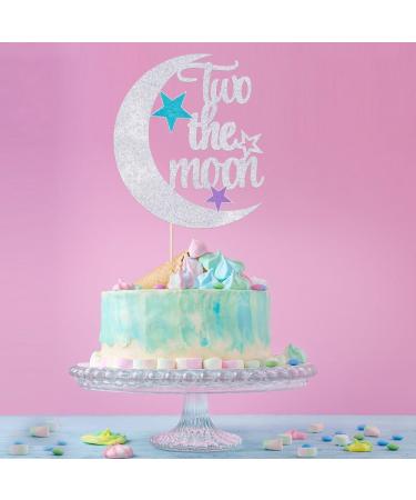 Auteby Two The Moon Cake Topper - Baby Shower 2nd Birthday Party Decorations Supplies (Silver) - Buy Online on GoSupps.com